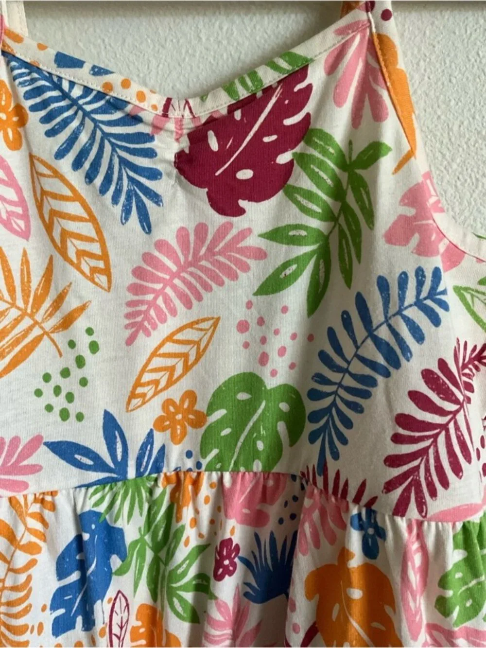 Old Navy Girls' Multicolor Tropical Leaf Sundress Large 10 12